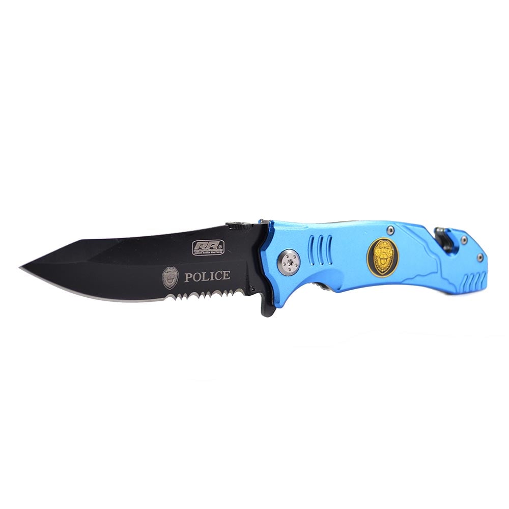 4.5" Navy Blue Police Metal Handle Rescue Knife