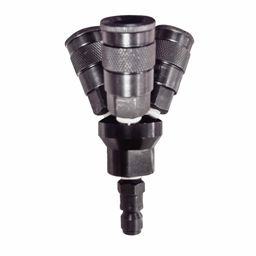 1/4" Aluminum Round Manifold w/3 x 3/8" Steel Automotive Couplers