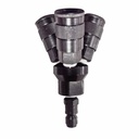 1/4" Aluminum Round Manifold w/3 x 3/8" Steel Automotive Couplers