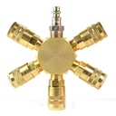 3/8" Brass Flat Hex Manifold w/5 x 1/4" Brass Industrial Couplers