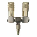 Double Swivel  Manifold with Two 1/4" Steel Industrial Couplers & One 1/4" Steel Plug Kit