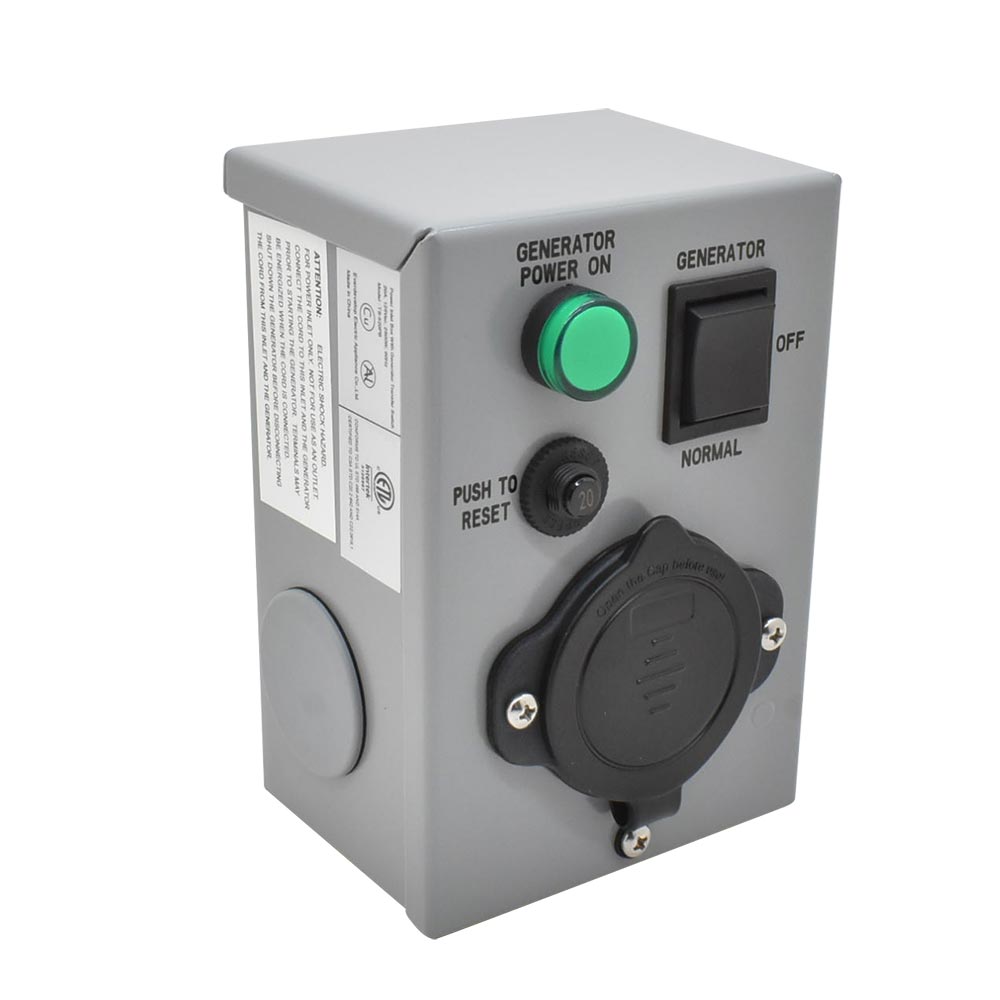 20A 125V NEMA 5-20P Generator Transfer Switch - Weatherproof Box with Circuit Breaker