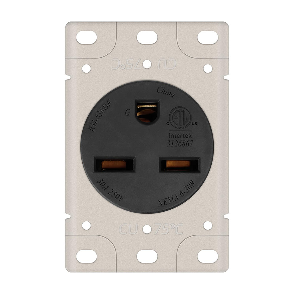 30A 250V NEMA 6-30R Flush Mount Power Outlet / Receptacle (Welding Machine)