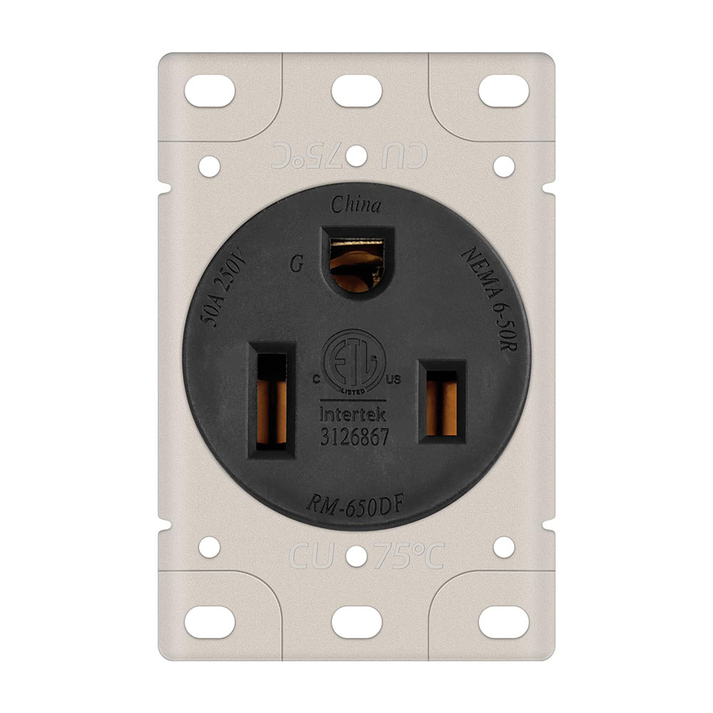 50A 250V NEMA 6-50R Flush Mount Power Outlet / Receptacle (Welding Machine)