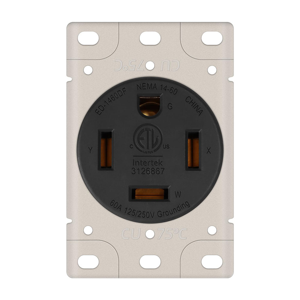 60A 125/250V NEMA 14-60R Flush Mount Power Outlet / Receptacle (Industrial Grade)