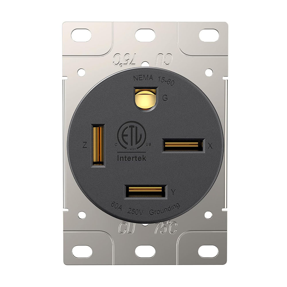 60A 250V NEMA 15-60R Flush Mount Power Outlet / Receptacle (Industrial Grade)
