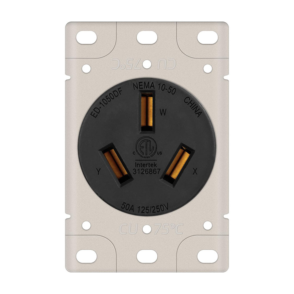 50A 125/250V NEMA 10-50R Flush Mount Power Outlet / Receptacle (Air Compressor)