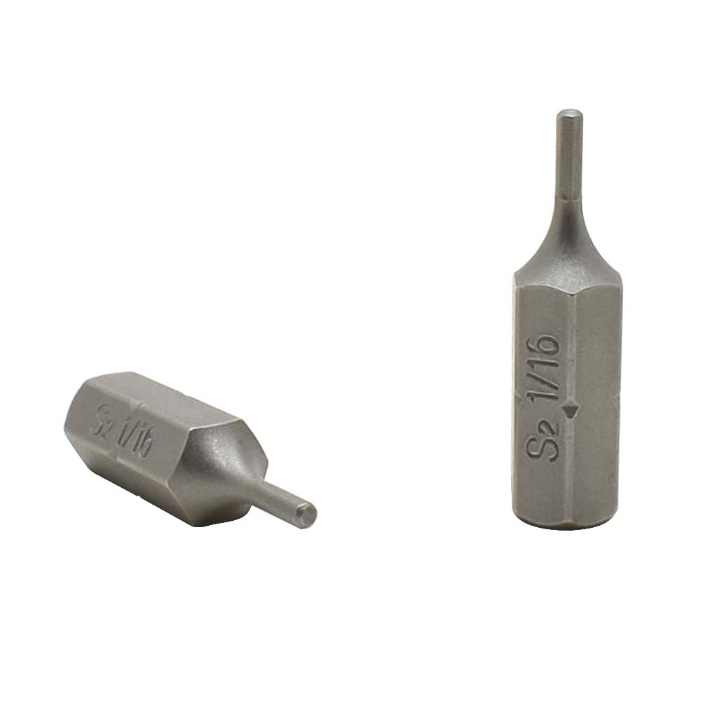 50 Display Pack - Single End Hexagonal Screwdriver Bits - 1 Inch Long - 1/16 Hex