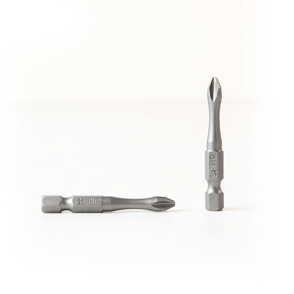 10 Display Pack - PH2 Single Phillips Head High Torque Power Screwdriver Bits - 2 Inch Long