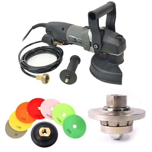 VSP5 5" Var Speed Polisher, 45 deg 3/8" Diamond Profile Wheel and 8 pc 5" Diamond Polishing Pad Set