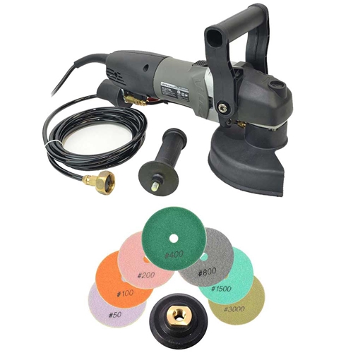 VSP5 5" Var Speed Polisher, 5" Backer Pad & 7pc 5" 3 mm Wet Prem Diam Pol Pad Set (50, 100, 200 400, 800, 1500 & 3000 Grit)