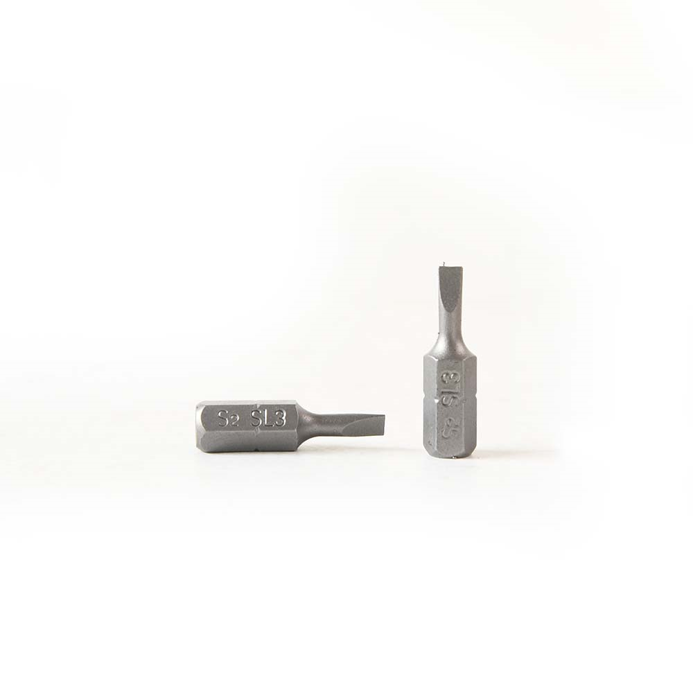 10 Display Pack - Single End Slotted Screwdriver Bits - 1 Inch Long - 3mm Wide Slot