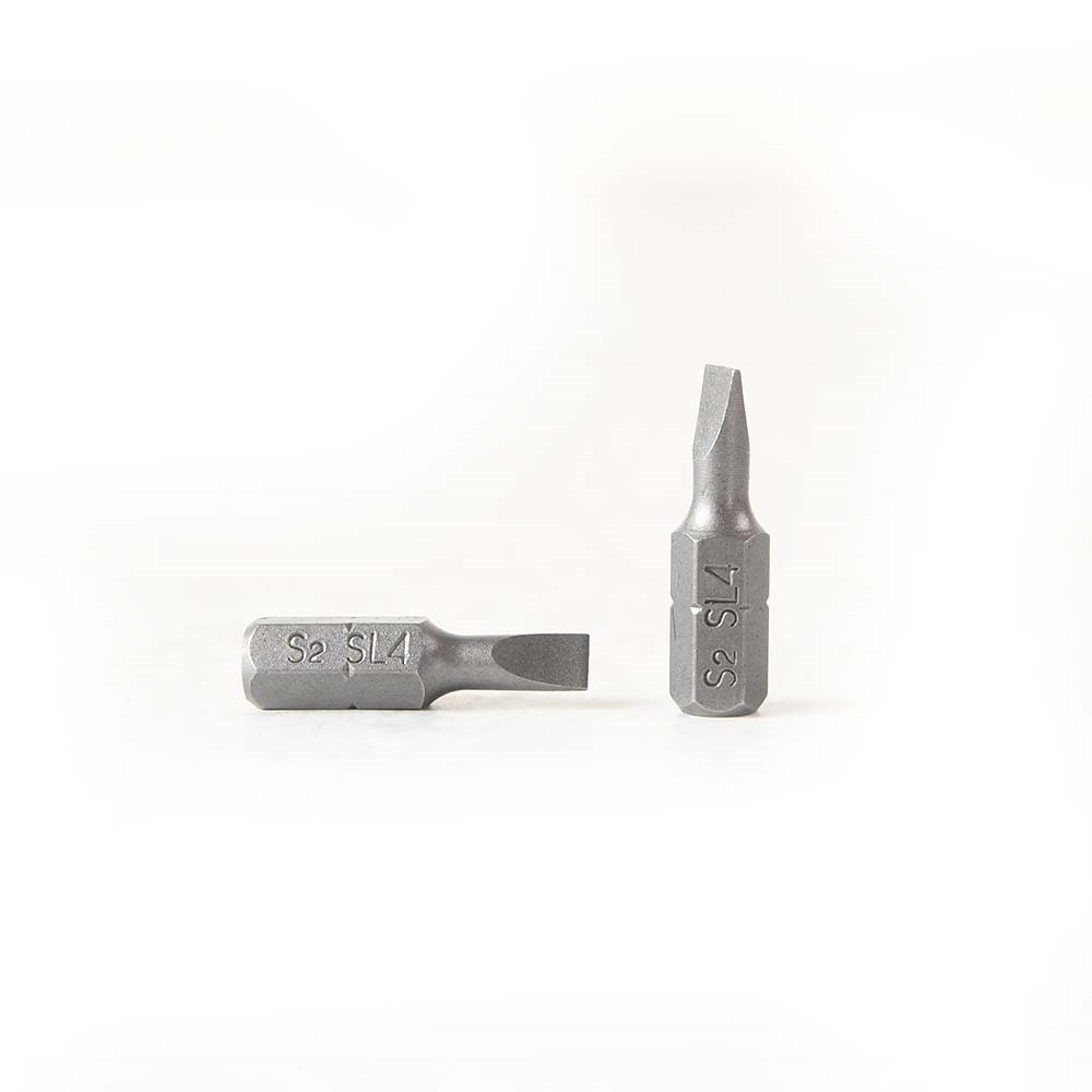 50 Display Pack - Single End Slotted Screwdriver Bits - 1 Inch Long - 4mm Wide Slot