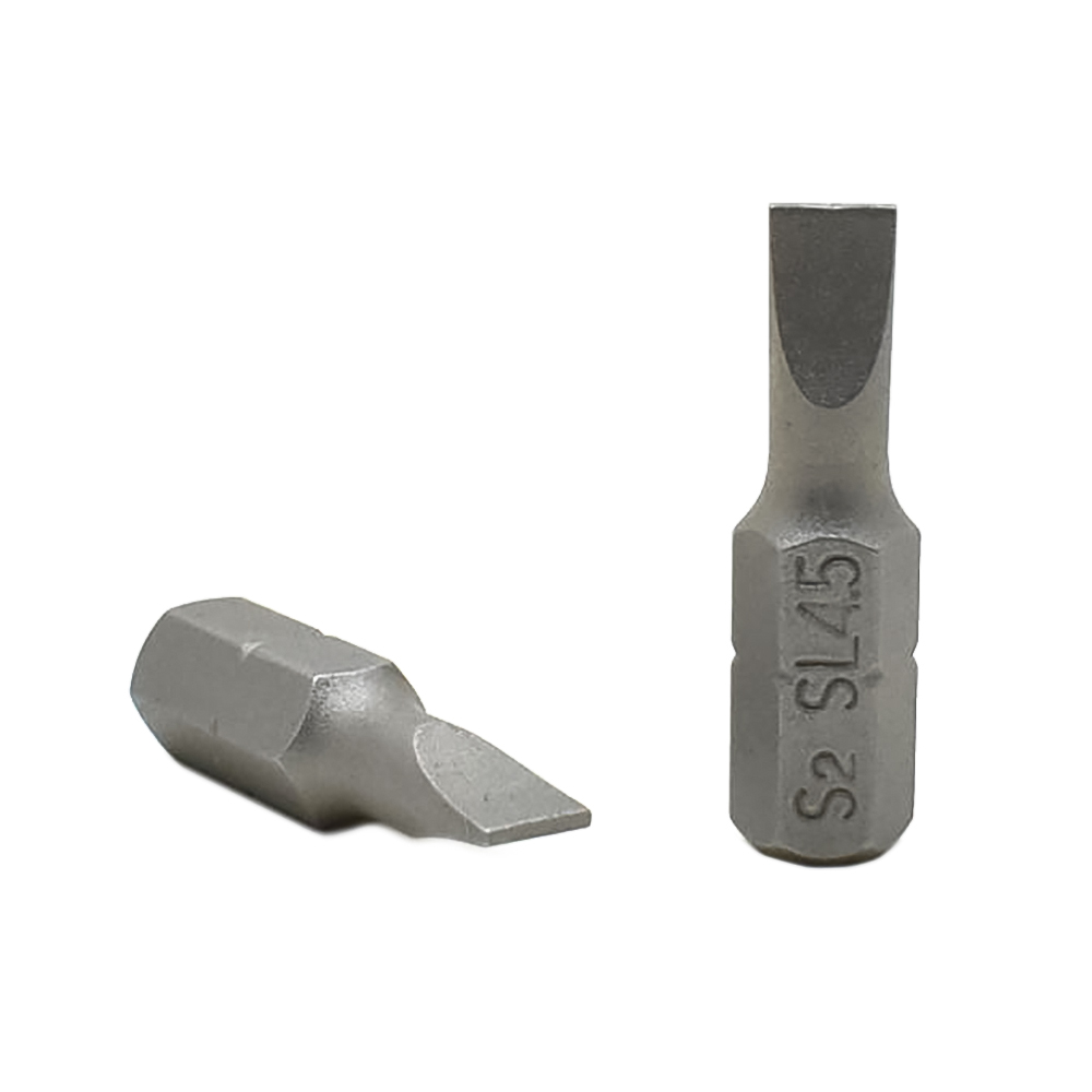 10 Display Pack - Single End Slotted Screwdriver Bits - 1 Inch Long - 4.5mm Wide Slot