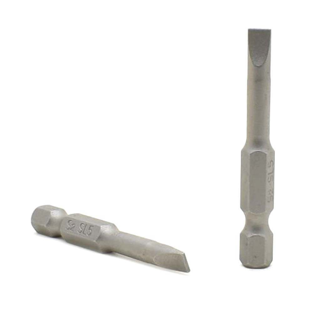 25 Display Pack - Single End Slotted Screwdriver Bits - 2 Inch Long - 5mm Wide Slot