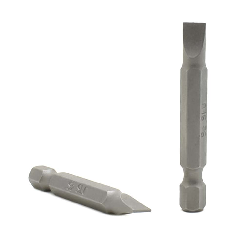 10 Display Pack - Single End Slotted Screwdriver Bits - 2 Inch Long - 6mm Wide Slot