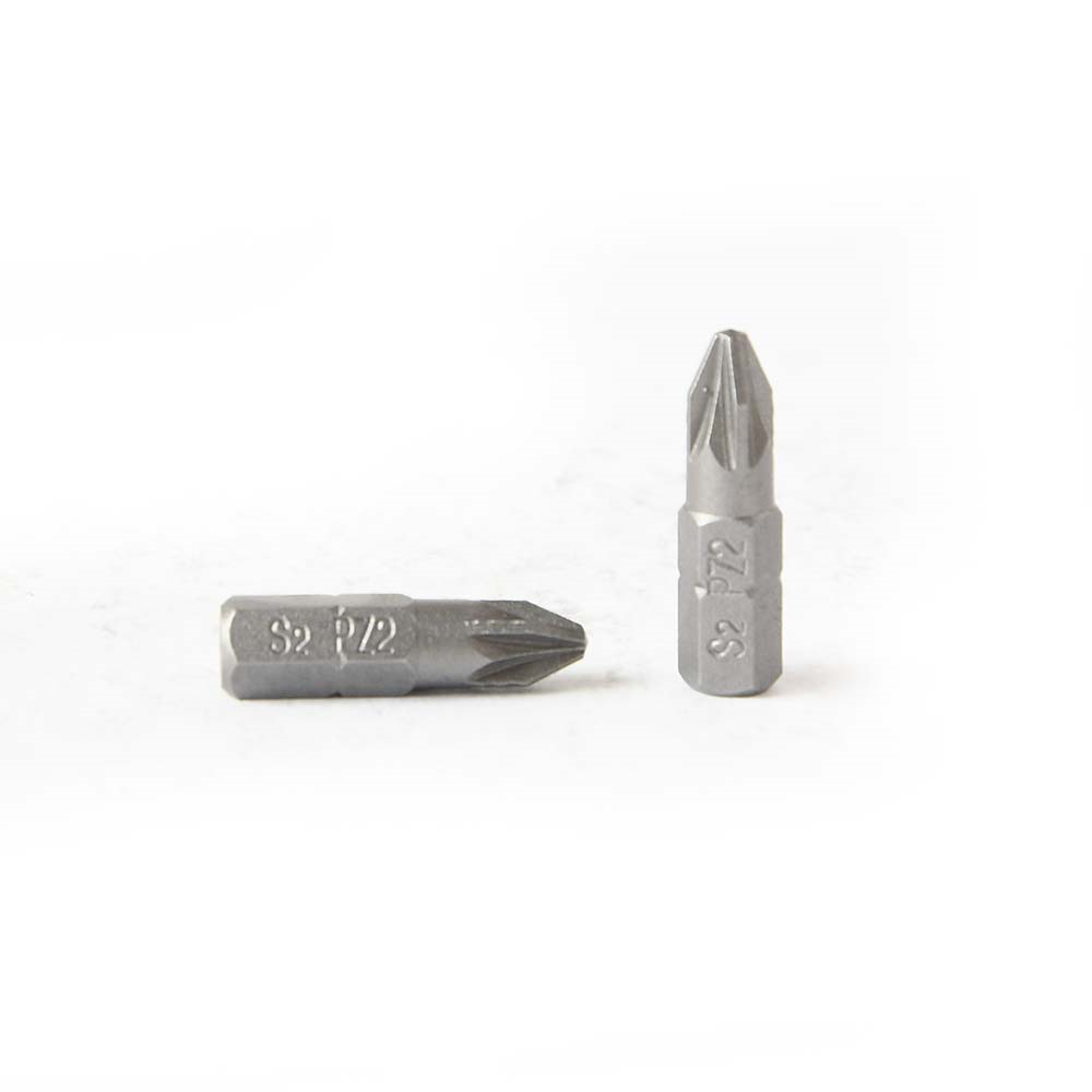 10 Display Pack - 2# Single End Pozidriv Screwdriver Bits - 1 Inch Long