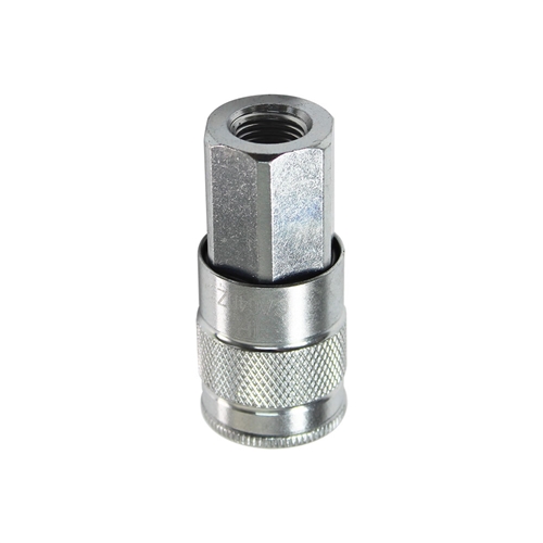 3/8" x 1/4" FPT Auto Steel Coupler Reducer - Silver - Single Display Pack