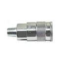 3/8" x 1/4" MPT Auto Steel Coupler Reducer - Silver - 100 Bulk Pack