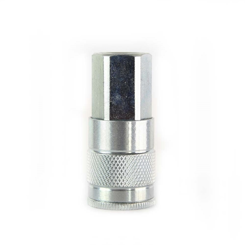 3/8" x 3/8" FPT Auto Steel Coupler - Silver - 25 Pack