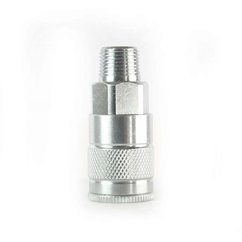 3/8" x 3/8" MPT Auto Steel Coupler - Silver - Display Pack