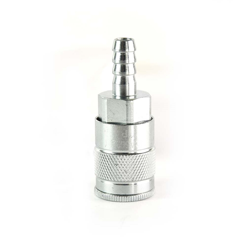 3/8" x 3/8" Auto Steel Coupler w/BARB - Silver - Display Pack