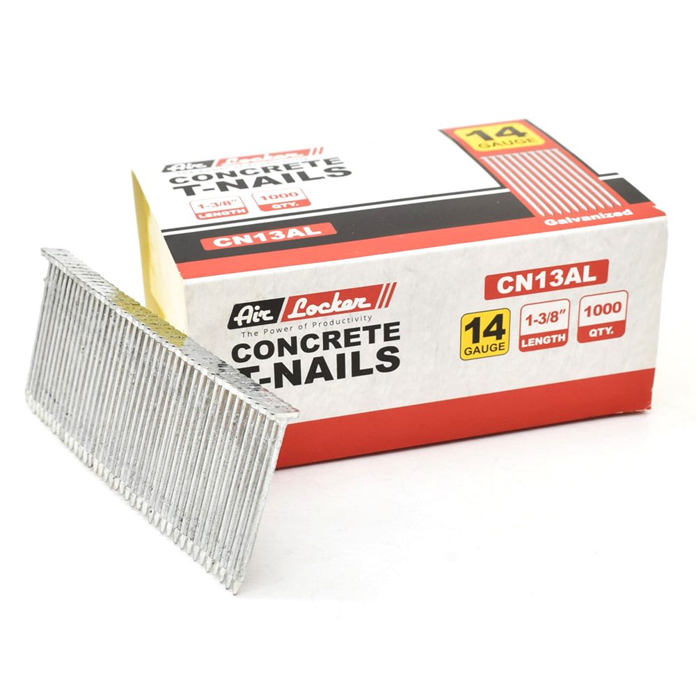 14 Gauge Concrete T-Nails for Concrete Nailers 1- 3/8" Smooth Shank (1000 per Pack)