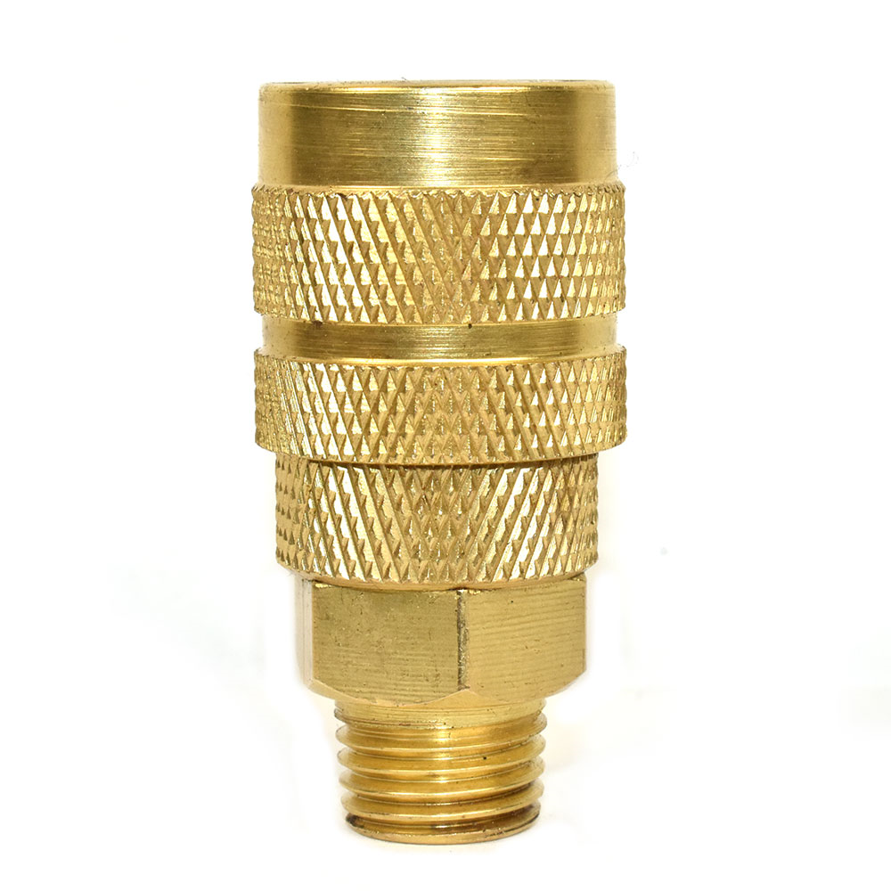 1/4" x 1/4" MPT Industrial Brass Coupler - 3 Ball + Low Profile - 100 Pack