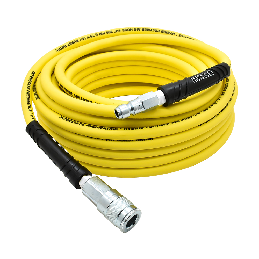 1/4" 50 ft Yellow Hybrid Polymer Hose With 3/8" Automotive Coupler & Plug