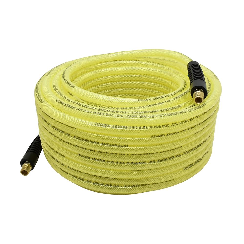3/8" x 100 ft Rhino PolyFlex Yellow Polyurethane Hose with 1/4" Brass "S" Coupler and Steel Plug