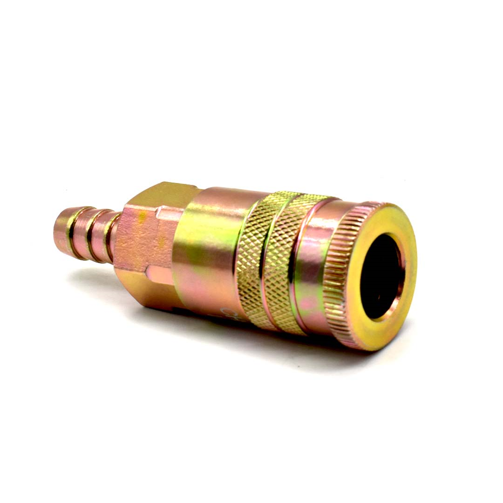 3/8 Industrial yellow Steel Coupler with 1/2 Barb (Single Display Pack)