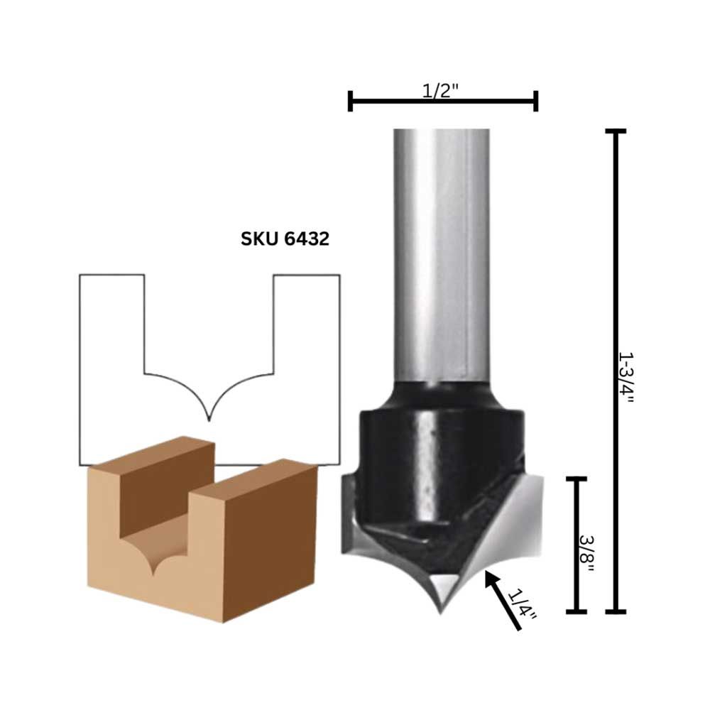 1/4"R Pt. Cut. Round Over Bit