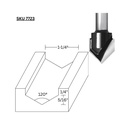 1 1/4" 120deg. V Groove,1/2"Shank