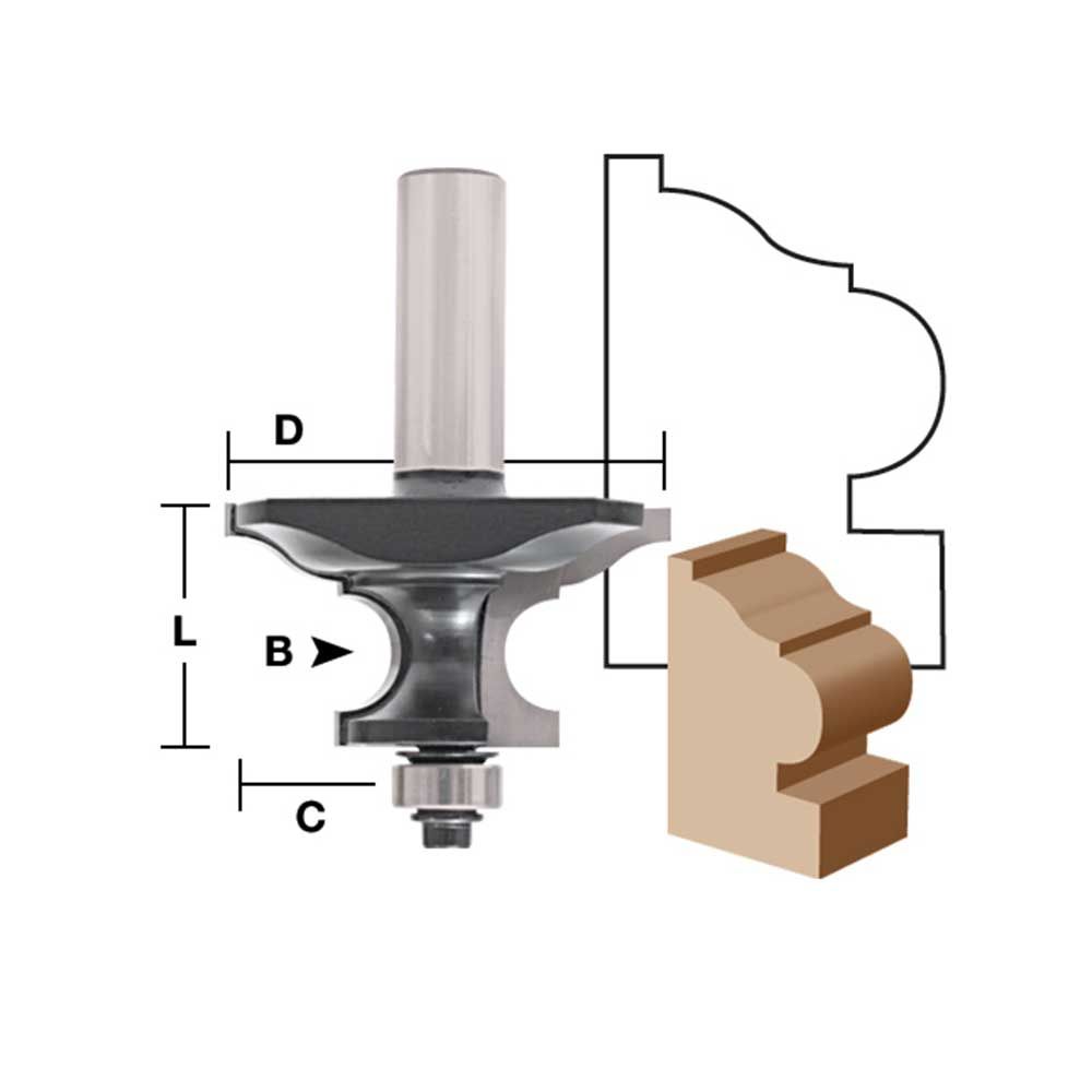 Pedestal Molding Bit,1/2"Shank