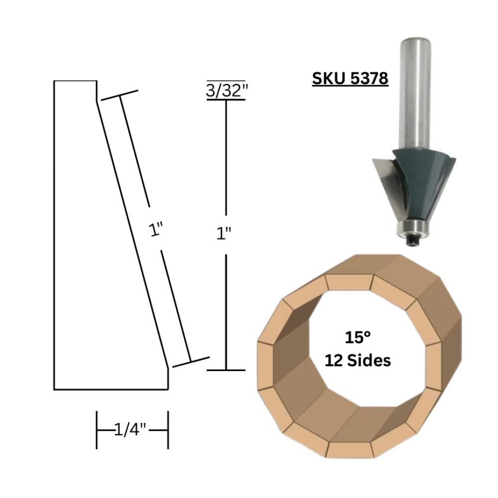 15 deg. Chamfer Bit,1/4"Shank C