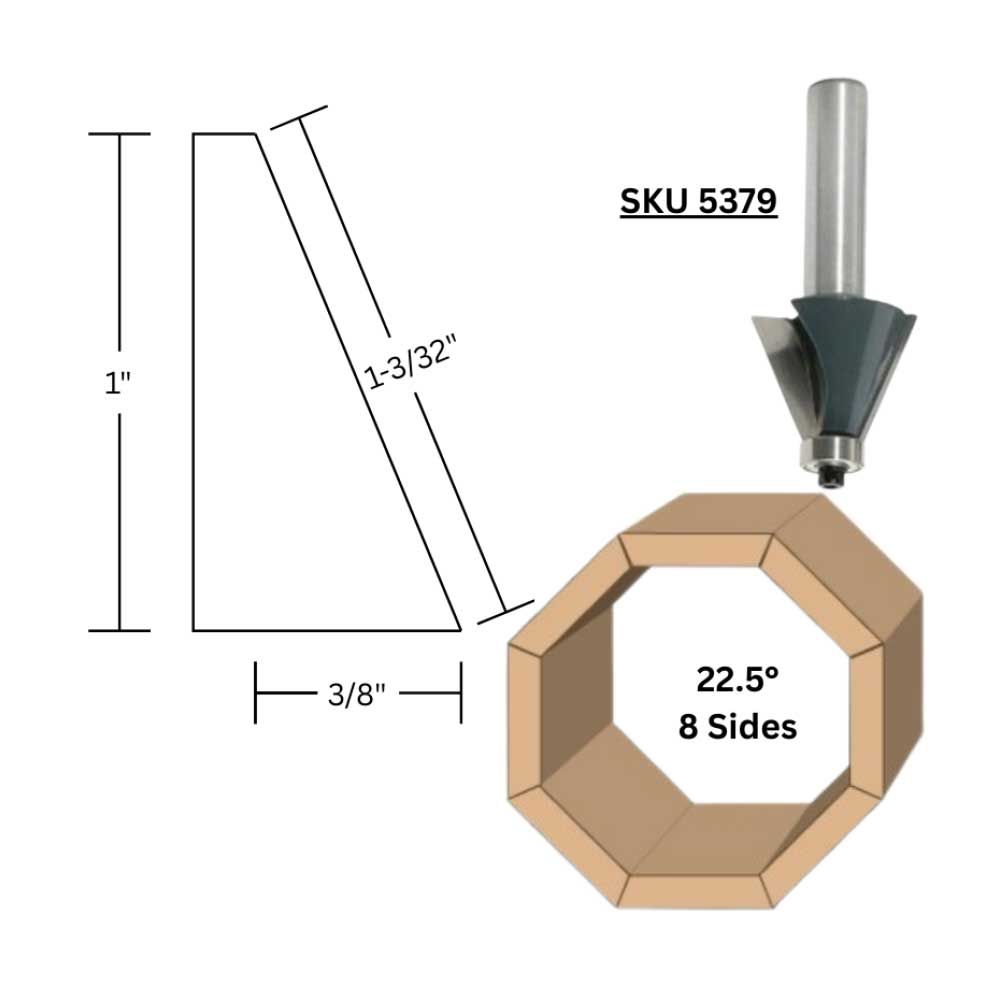22.5 deg.Chamfer Bit,1/4"Shank