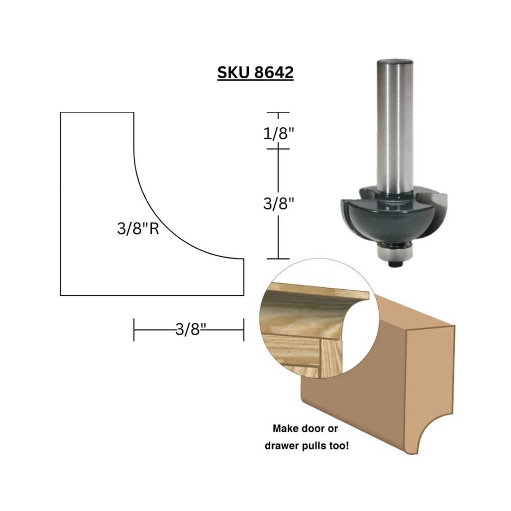3/8"Rad. Cove Bit, 1/2" Shank C