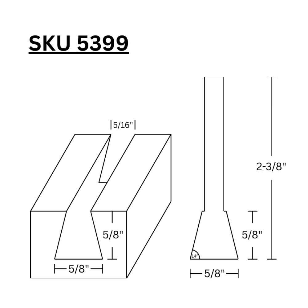 5/8" Dovetail (14 deg.) Bit  C