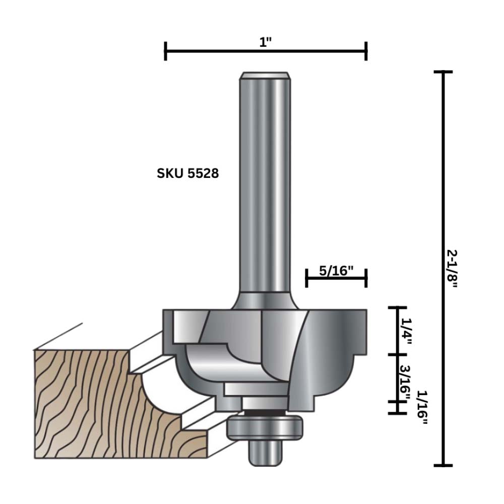 3/16"R DoubleFillet&Cove Bit C