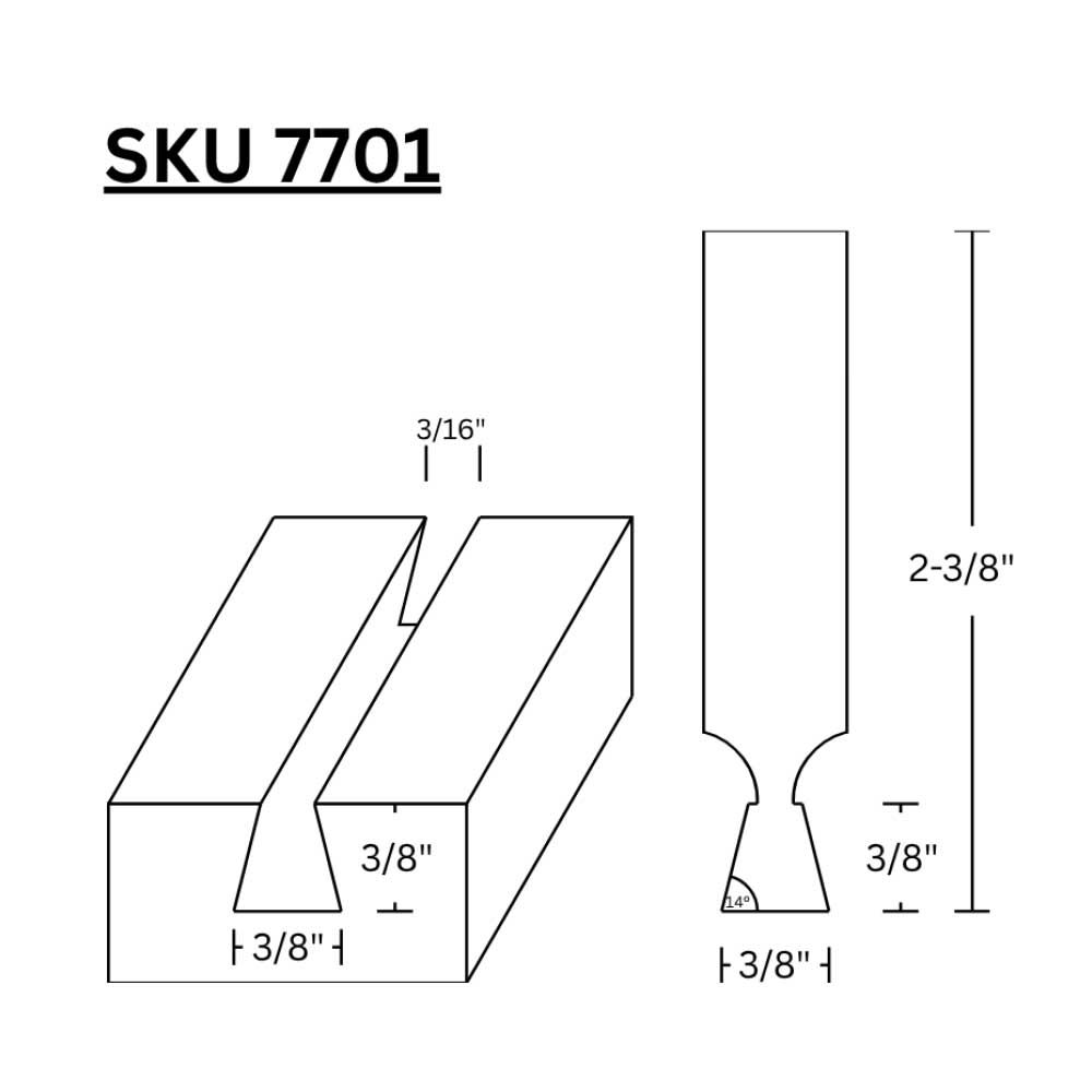 3/8" Dovetail (14 deg.) Bit