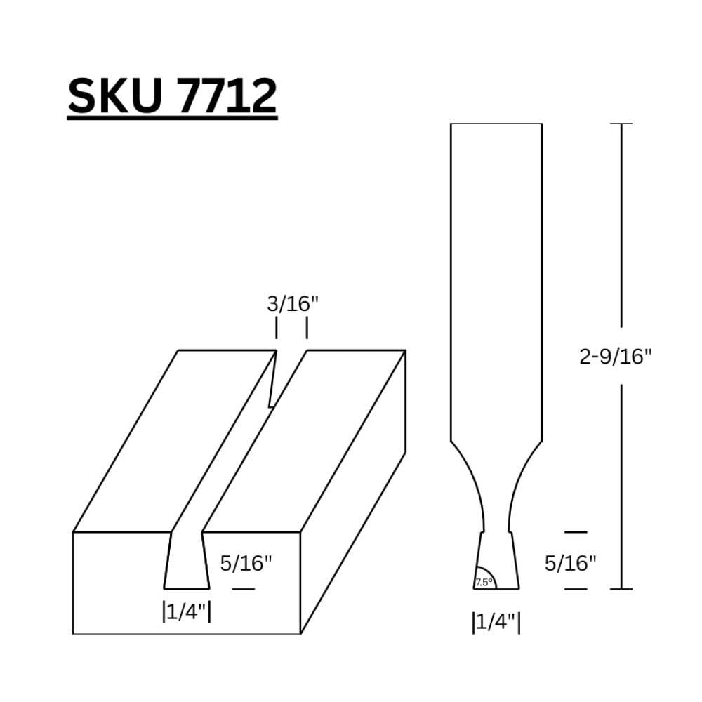 1/4" Dovetail (7.5 deg.) Bit