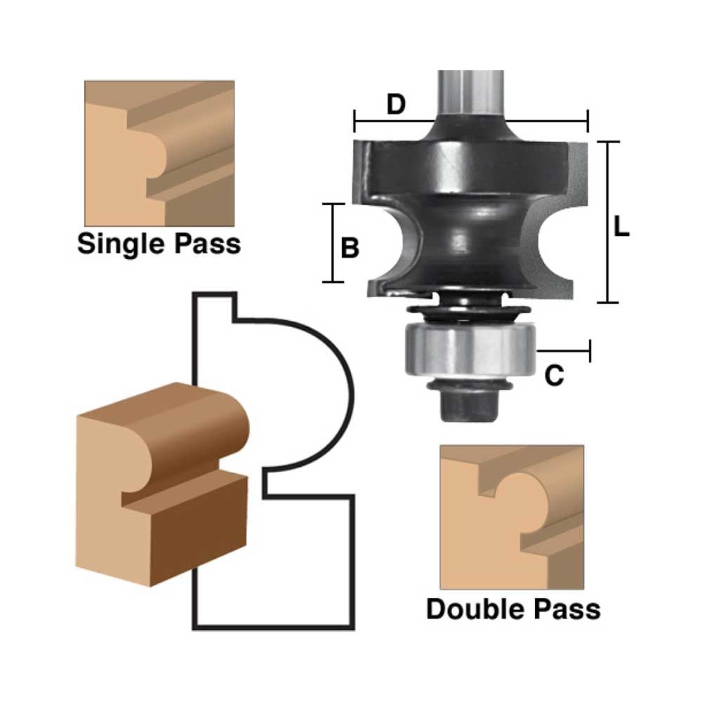 1/8" Edge Beading Bit,1/2"Sh.C - (Freud 36-118)