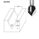 3/4" 60deg. V Groove,1/4"Sh. C