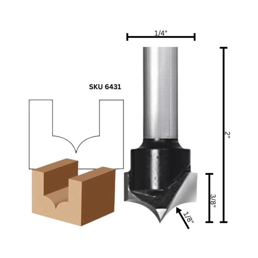 1/8"R Pt. Cut. Round Over Bit