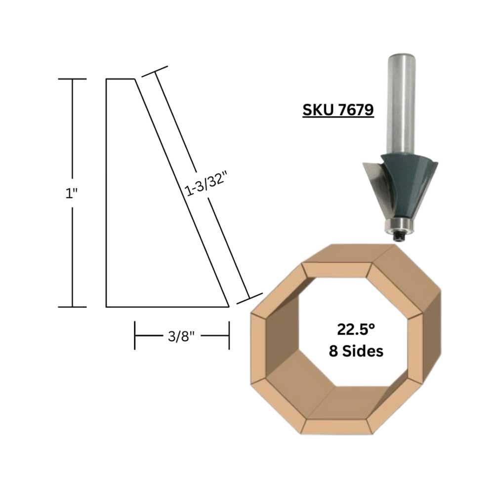 22.5 deg.Chamfer Bit,1/2"Shank