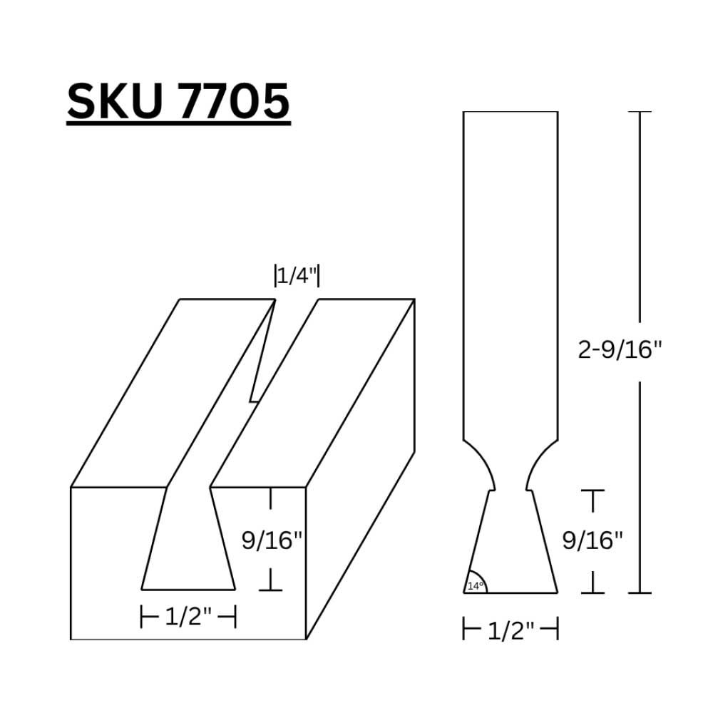 1/2" Dovetail (14 deg.) Bit - (Freud 22-112)