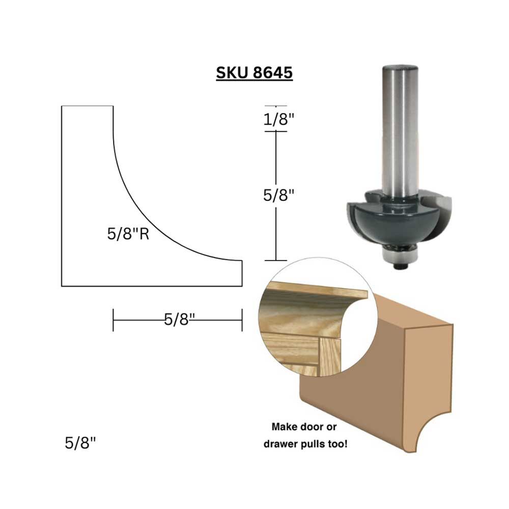 5/8"Rad. Cove Bit, 1/2" Shank