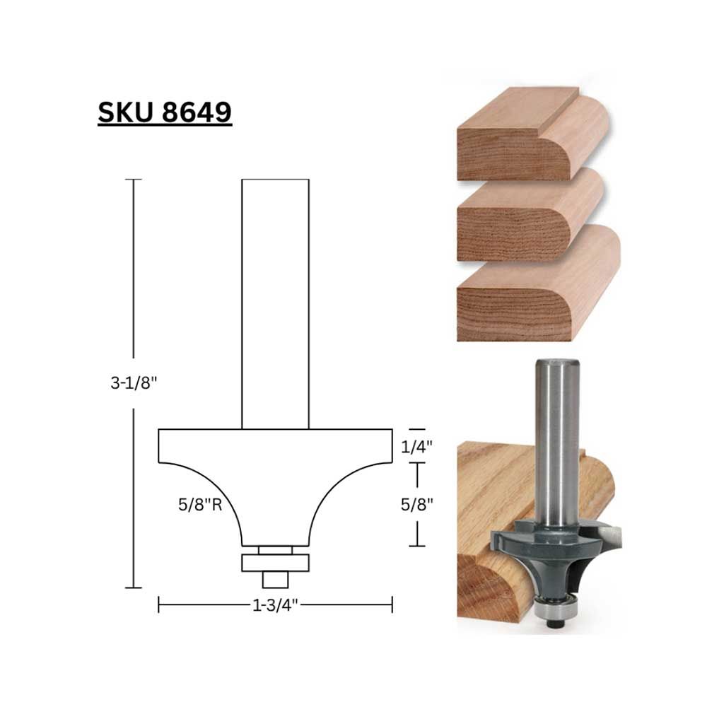 5/8"R Round Over, 1/2" Shank