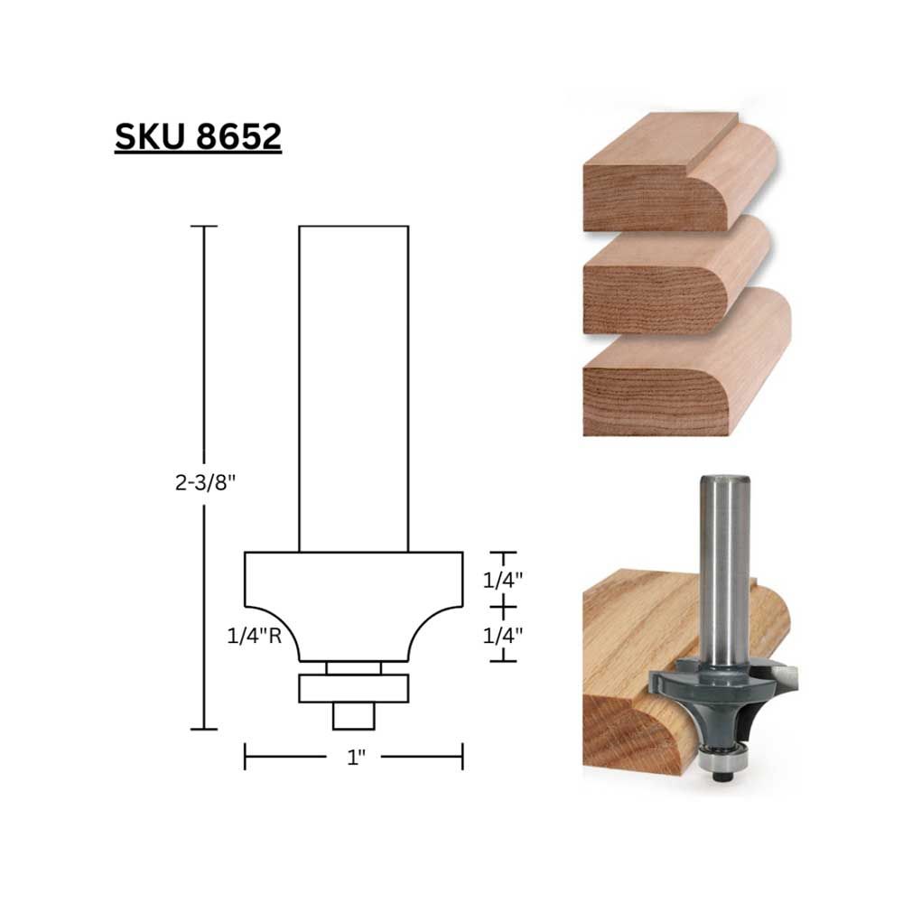 1/4"R Round Over, 1/2" Shank