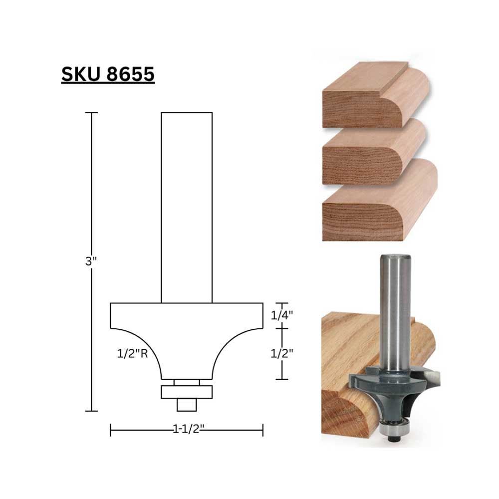 1/2"R Round Over, 1/2" Shank